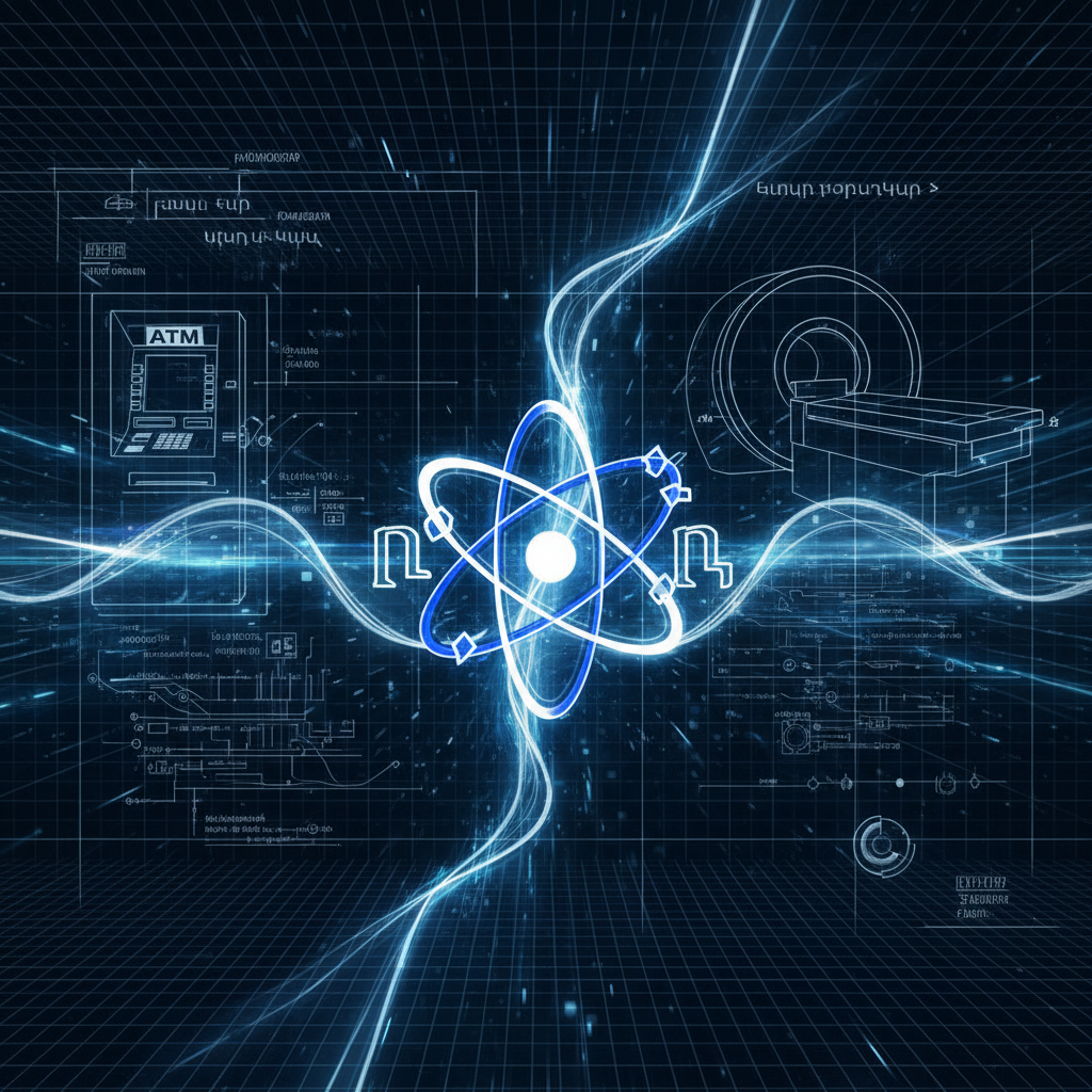 Representación artística de inventos como el cajero automático y la resonancia magnética